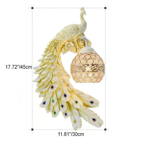 Peacock Crystal Ball Wall Sconce detail
