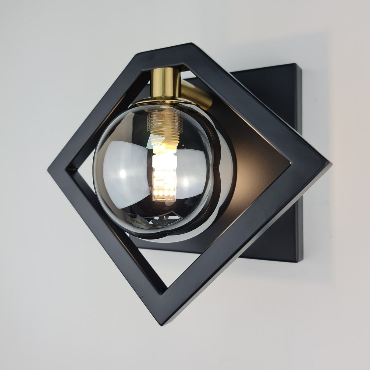 Marlow black gold indoor wall sconce detail view — GildNest UK