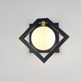 Marlow black gold wall light with white glass ball shade — GildNest UK