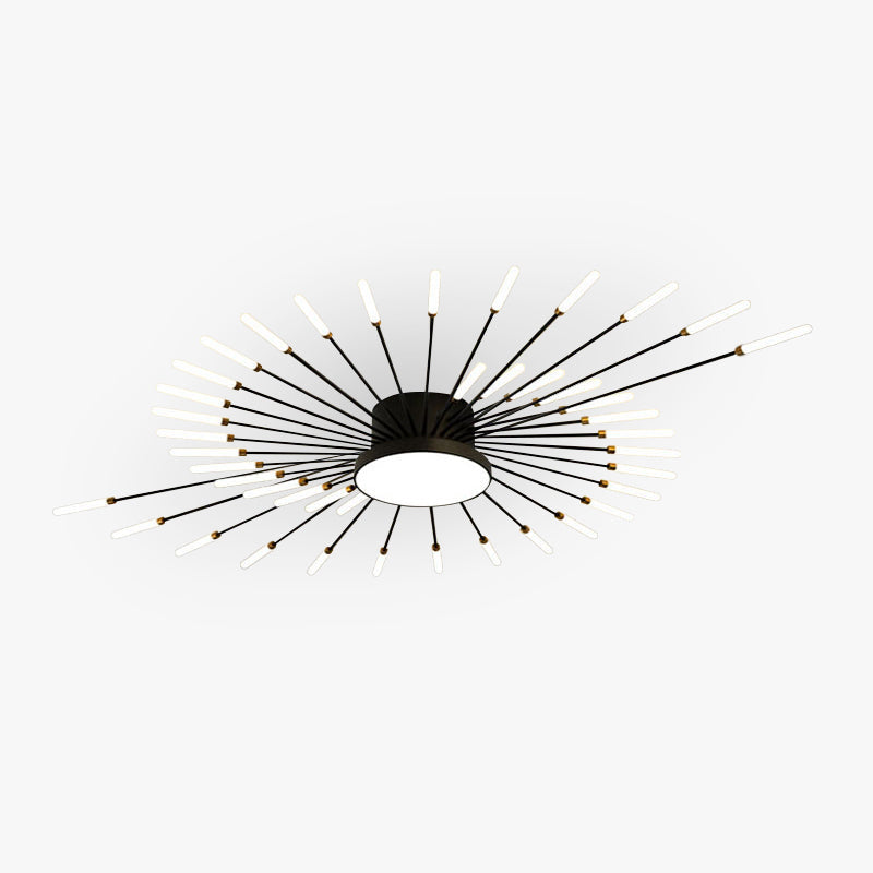Wesley fireworks LED ceiling light lit, Black finish