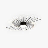 Wesley fireworks LED ceiling light lit, Black finish
