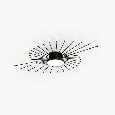 Wesley fireworks LED ceiling light lit, Black finish