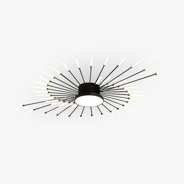 Wesley fireworks LED ceiling light lit, Black finish
