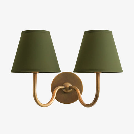 Luvora Wall Lamp 2 Heads / Tumbled Brass / Green Plain