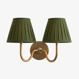 Luvora Wall Lamp 2 Heads / Tumbled Brass / Green Pleated