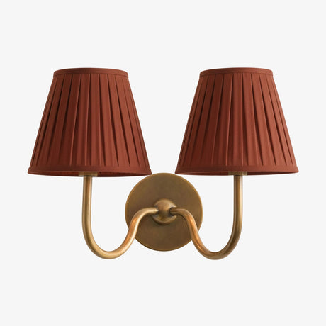 Luvora Wall Lamp 2 Heads / Tumbled Brass / Red Pleated