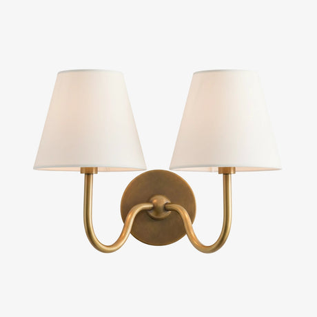 Luvora Wall Lamp 2 Heads / Tumbled Brass / White Plain