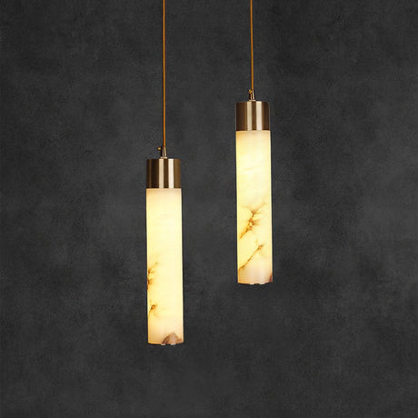 Alabaster brass pendant staircase installation — GildNest UK