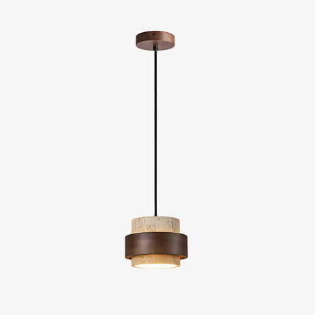 Cole travertine and walnut pendant light — GildNest UK