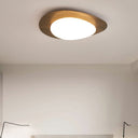 Nordic Iron Wood Grain Pebble LED Flush Mount Ceiling Light lifestyle