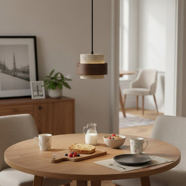 Cole travertine pendant lifestyle kitchen island — GildNest UK