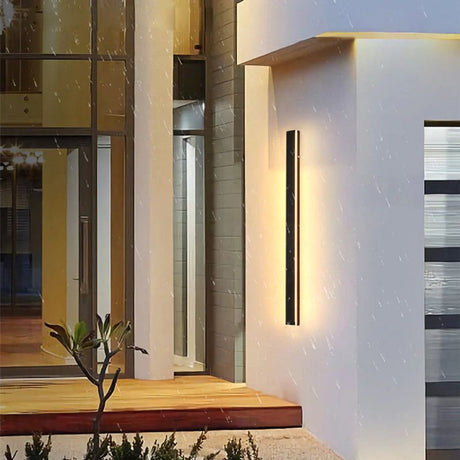 Silex linear outdoor LED wall light matte black — GildNest UK