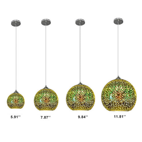 3D Fireworks Glass Dome Pendant detail