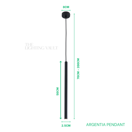 Argentia Black Tube Bedside Pendant Light