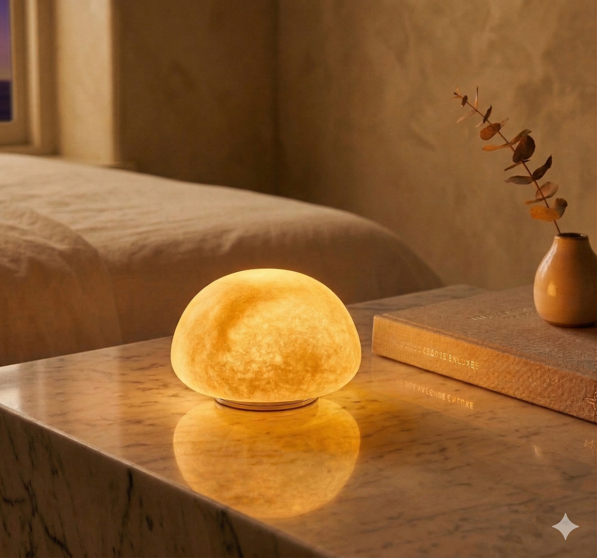 Snowflake Alabaster Rechargeable Table Lamp