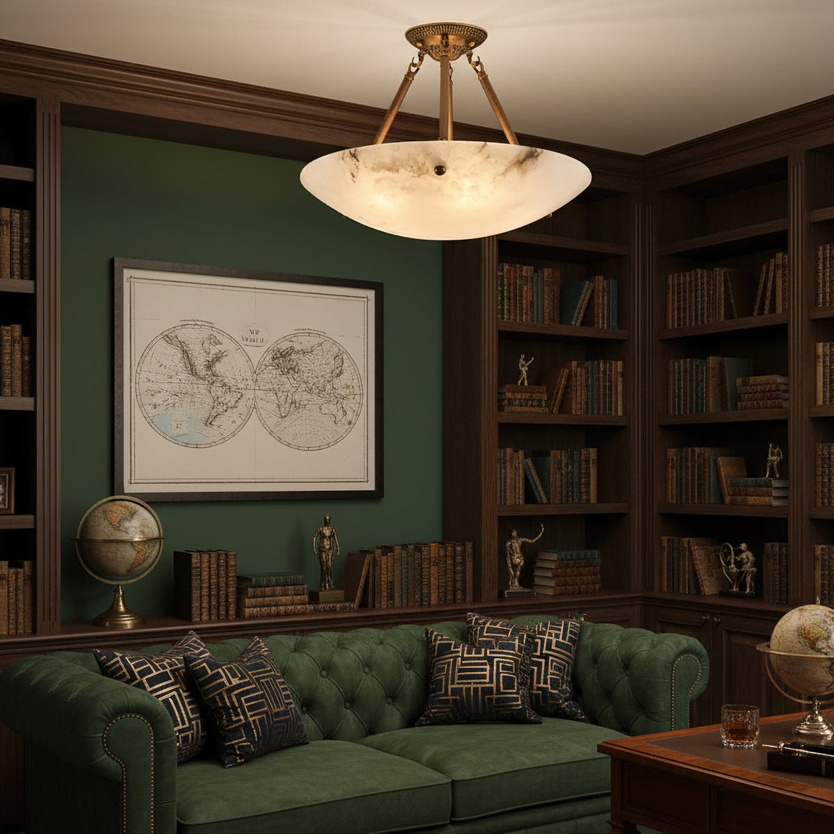 Alabaster Bowl Ceiling Lamp