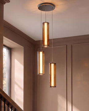 Amber Mocha Caramel Champagne Glass 3-Cluster Pendant Light lifestyle
