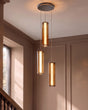 Amber Mocha Caramel Champagne Glass 3-Cluster Pendant Light lifestyle