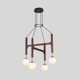 Astra Wood Chandelier 4 Heads Walnut