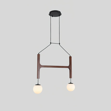 Astra Wood Chandelier 2 Heads Walnut