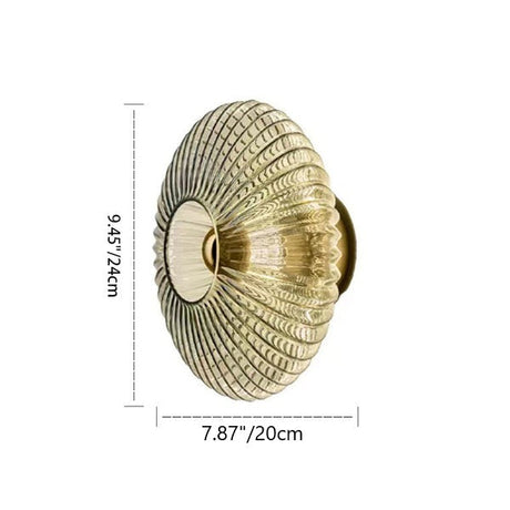 Iron Striped Glass Disc Wall Sconce detail