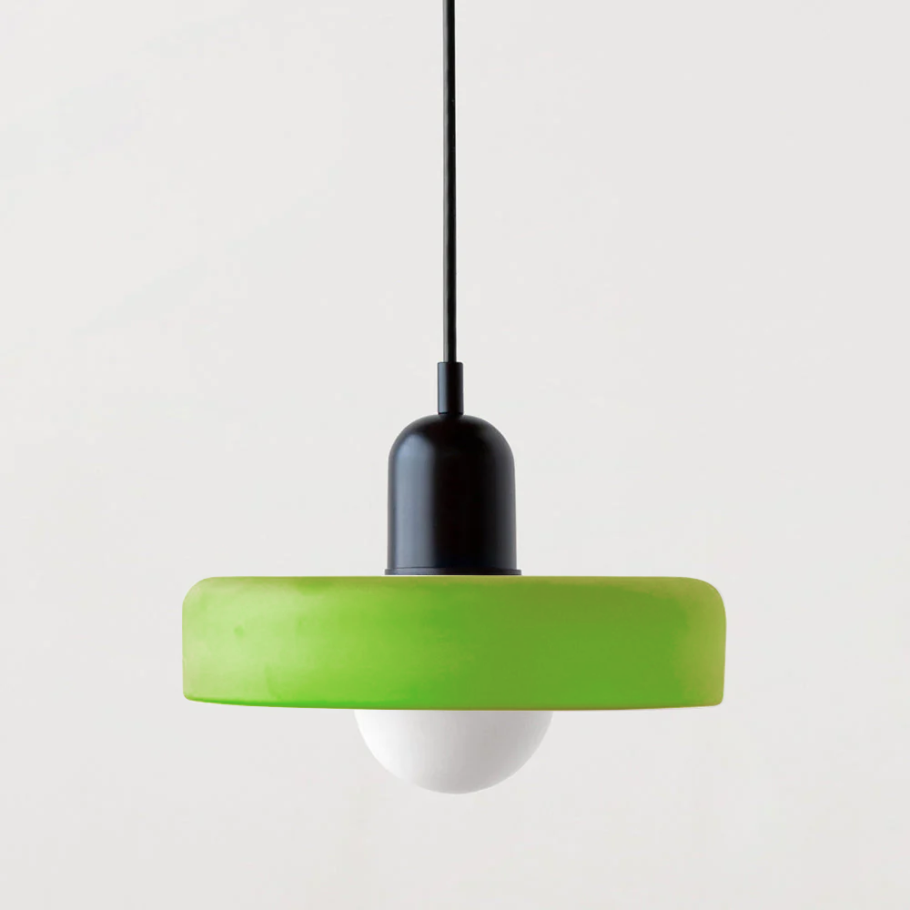 Bauhaus pendant light Green (matte) glass Black body — GildNest UK