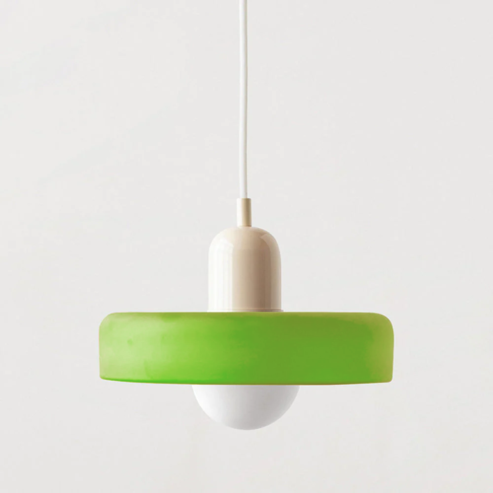 Bauhaus pendant light Green (matte) glass Beige body — GildNest UK