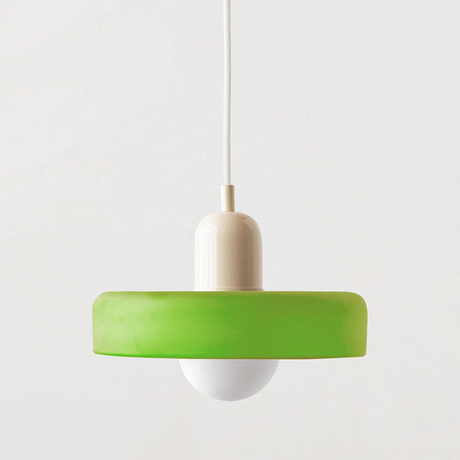 Bauhaus pendant light Green (matte) glass Beige body — GildNest UK