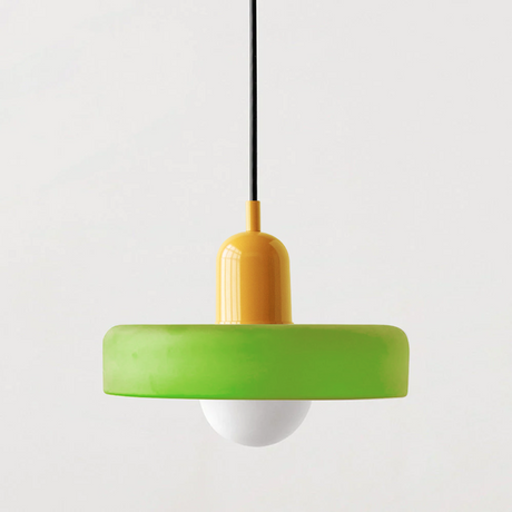Bauhaus pendant light Green (matte) glass Yellow body — GildNest UK