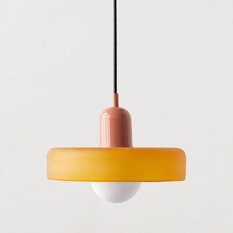Bauhaus pendant light Yellow (matte) glass Pink body — GildNest UK