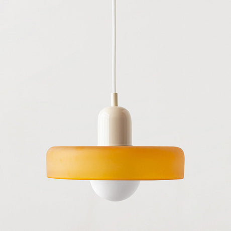 Bauhaus pendant light Yellow (matte) glass Beige body — GildNest UK