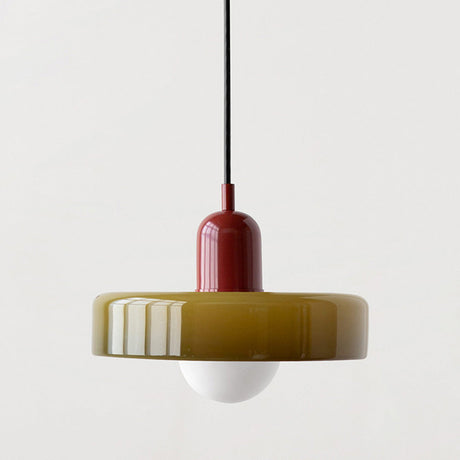 Bauhaus pendant light Army green glass Red body — GildNest UK