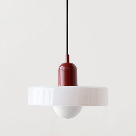 Bauhaus pendant light White glass Red body — GildNest UK