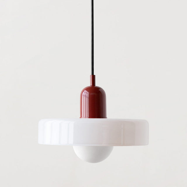 Bauhaus pendant light White glass Red body — GildNest UK
