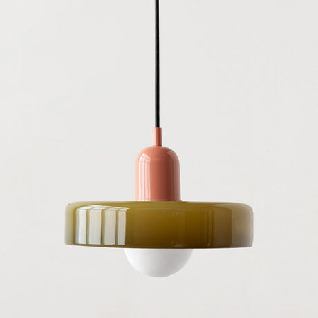 Bauhaus pendant light Army green glass Pink body — GildNest UK