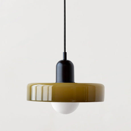 Bauhaus pendant light Army green glass Black body — GildNest UK