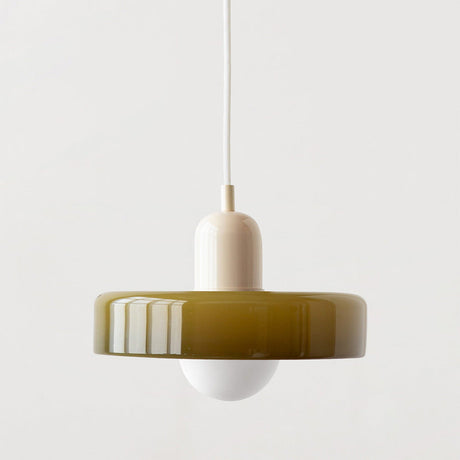 Bauhaus pendant light Army green glass Beige body — GildNest UK