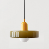 Bauhaus pendant light Army green glass Yellow body — GildNest UK
