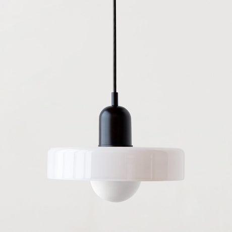 Bauhaus pendant light White glass Black body — GildNest UK