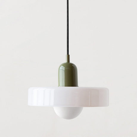 Bauhaus pendant light White glass Green body — GildNest UK