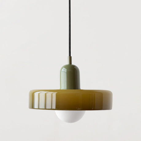 Bauhaus pendant light Army green glass Green body — GildNest UK