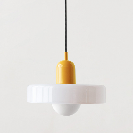 Bauhaus pendant light White glass Yellow body — GildNest UK
