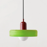 Bauhaus pendant light Green (matte) glass Red body — GildNest UK