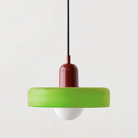Bauhaus pendant light Green (matte) glass Red body — GildNest UK