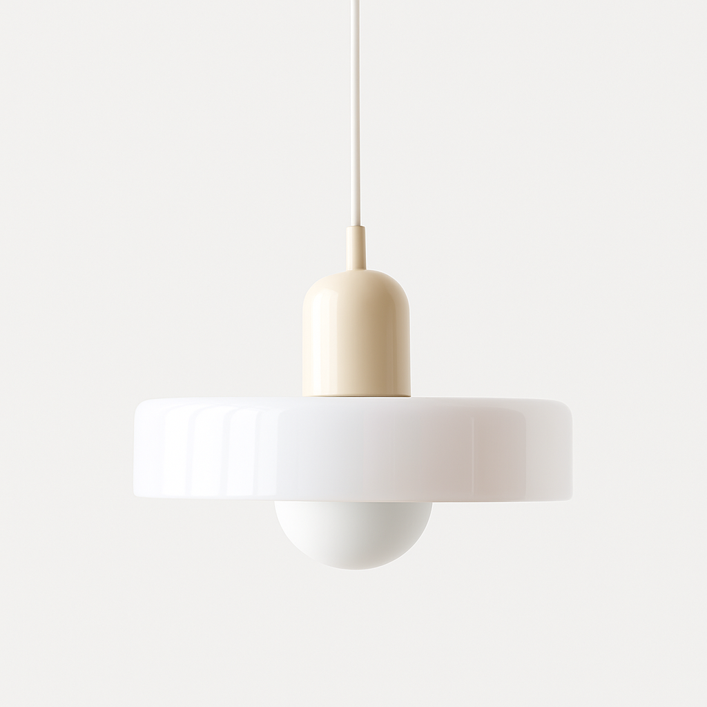 Bauhaus pendant light White glass Beige body — GildNest UK