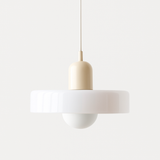 Bauhaus pendant light White glass Beige body — GildNest UK