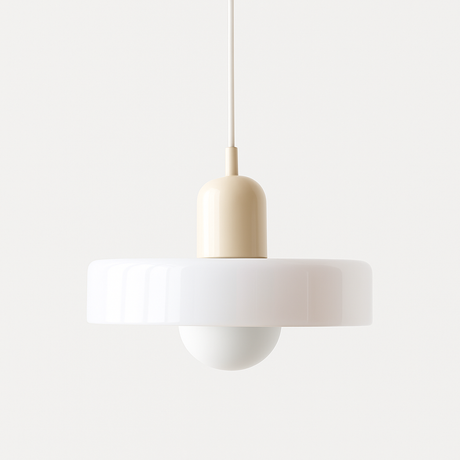 Bauhaus pendant light White glass Beige body — GildNest UK