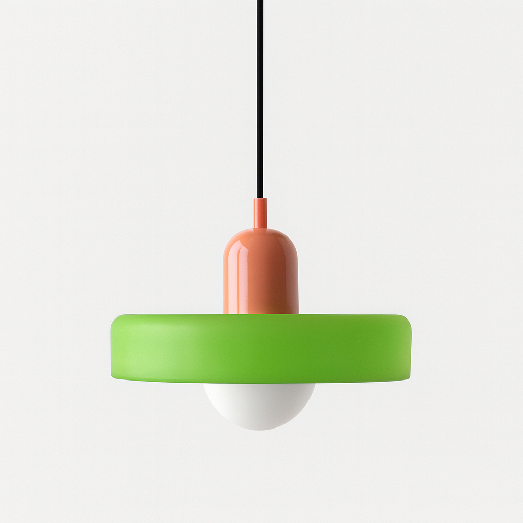 Bauhaus pendant light Green (matte) glass Pink body — GildNest UK