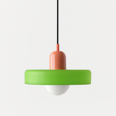 Bauhaus pendant light Green (matte) glass Pink body — GildNest UK