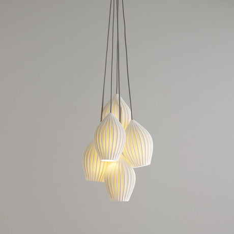 Ceramic Ribbed Pendant Light 5-Light